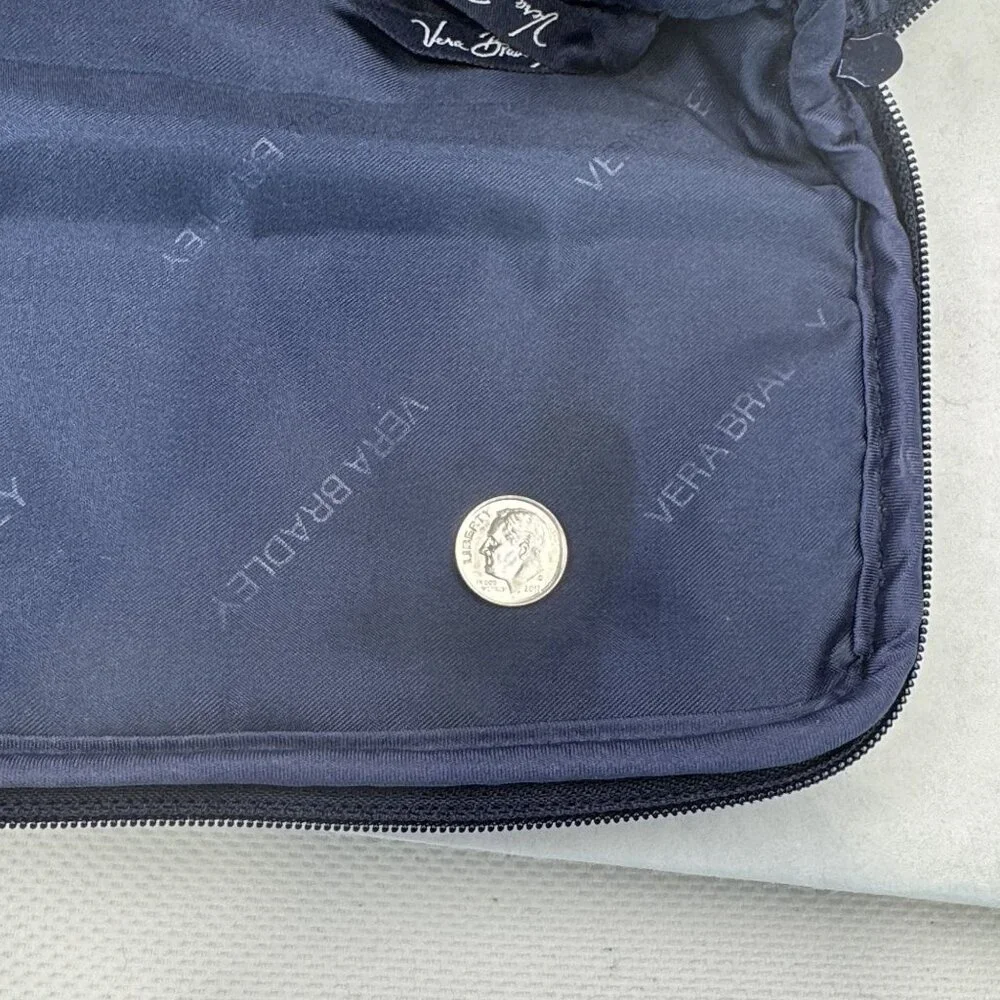 Vera Bradley Quilted Cosmetic Bag Blue Green Caribbean Sea Travel Organizer - Picture 7 of 16